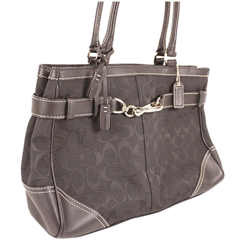 

Coach Black Signature Canvas And Leather Tote Bag