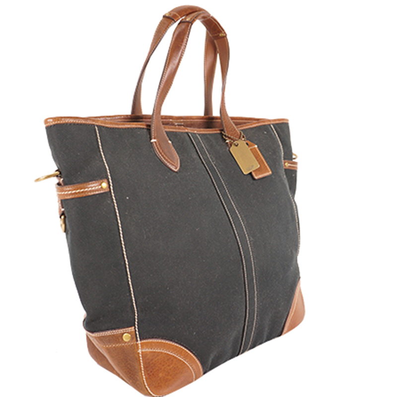 

Coach Black/Brown Leatehr And Canvas Tote