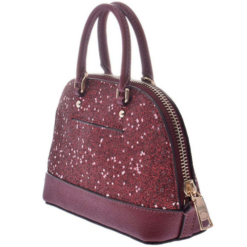 

Coach Bordeaux Leather And Glitter Canvas Mini Sierra Top Handle Bag, Burgundy