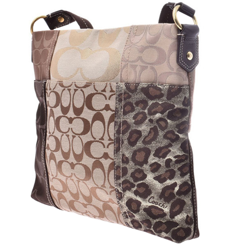 

Coach Beige/Brown Signature Canvas Patchwork Shoulder Bag