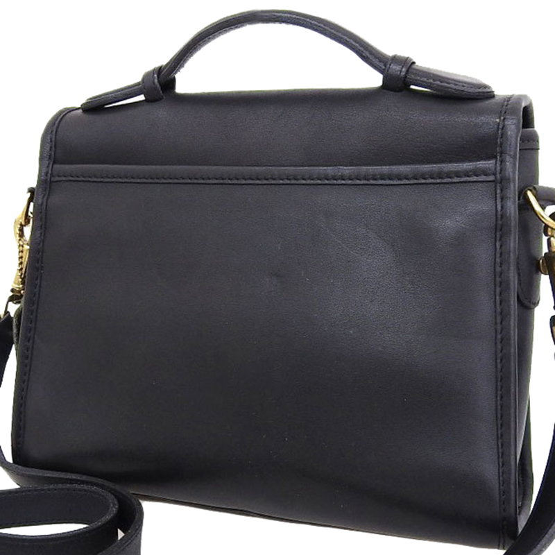 

Coach Black Leather Turnlock Shoulder Bag