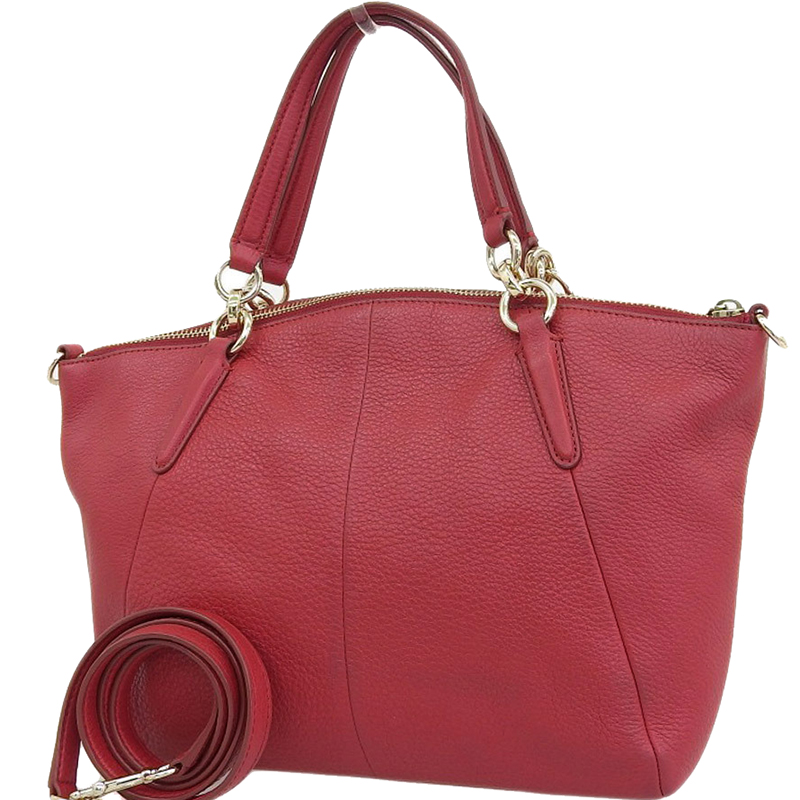 

Coach Red Pebble Leather Small Kelsey Satchel Bag