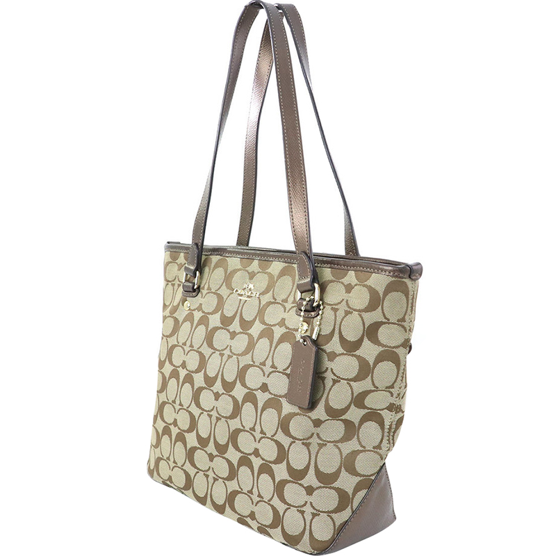 

Coach Brown Signature Canvas and Leather Tote, Beige
