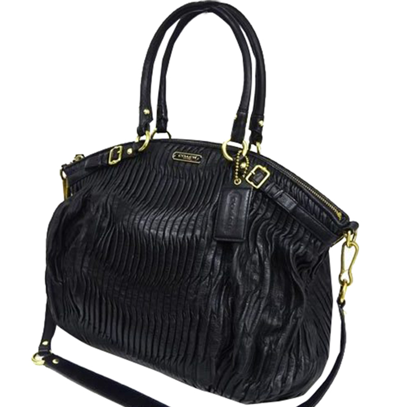 

Coach Black Madison Gathered Leather Lindsey Satchel