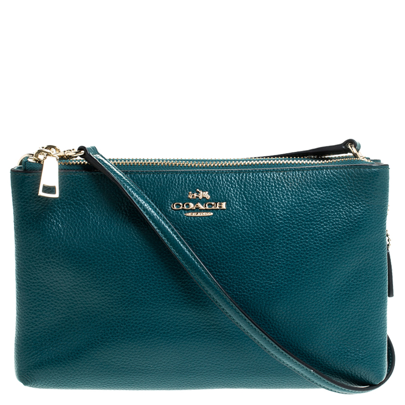 Coach Teal Leather Double Zip Crossbody Bag Coach TLC