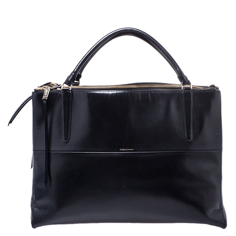 coach gallery tote black leather