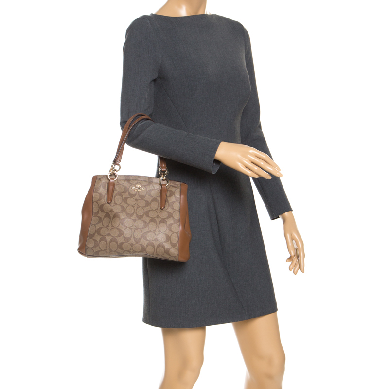 

Coach Brown Coated Canvas and Leather Carryall Satchel