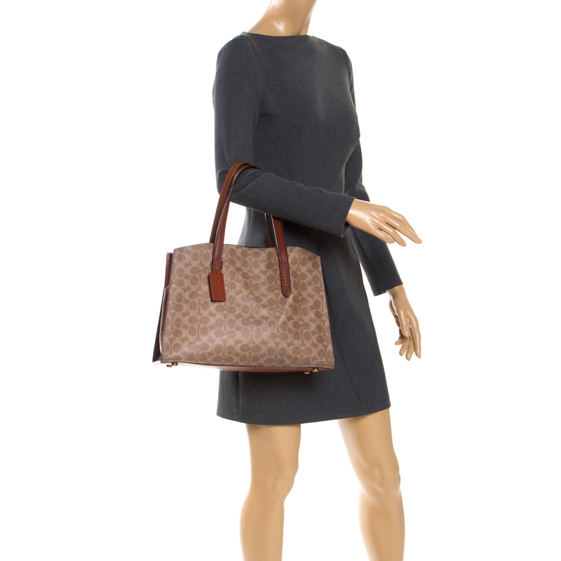 

Coach Beige/Brown Coated Canvas and Leather Tote