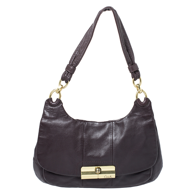 Pre Owned Coach Dark Brown Leather Kristin Hobo