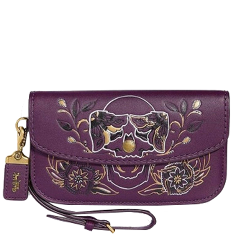 

Coach Violet Leather Print Clutch Bag, Purple