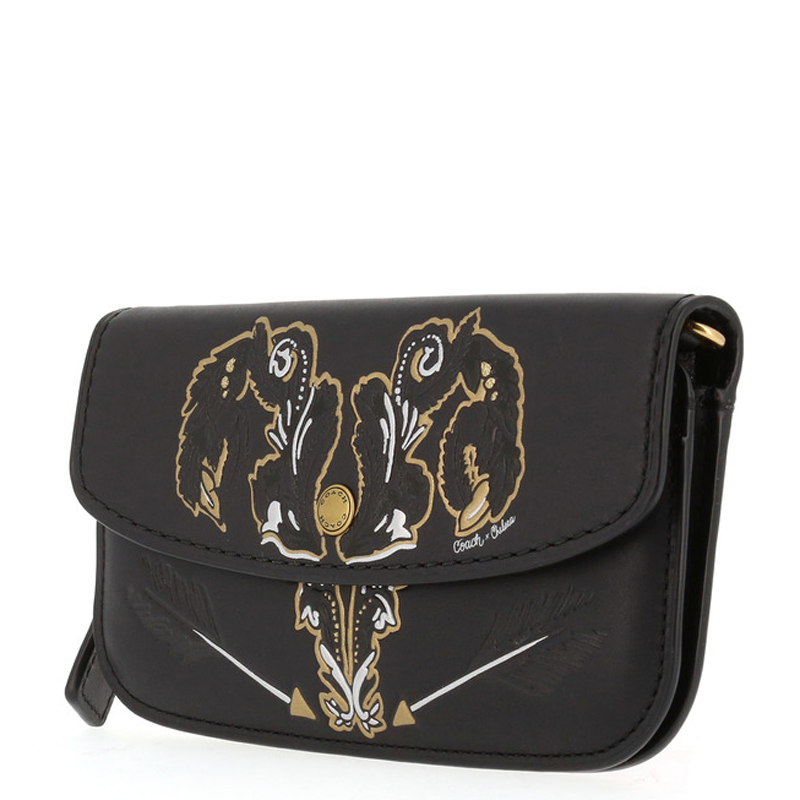 

Coach Black Leather Print Clutch Bag