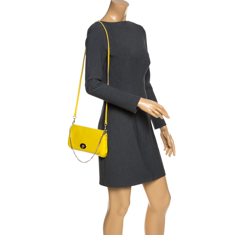 

Coach Yellow Leather Flap Crossbody Bag