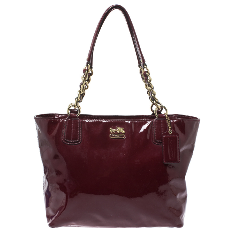 coach burgundy tote bag