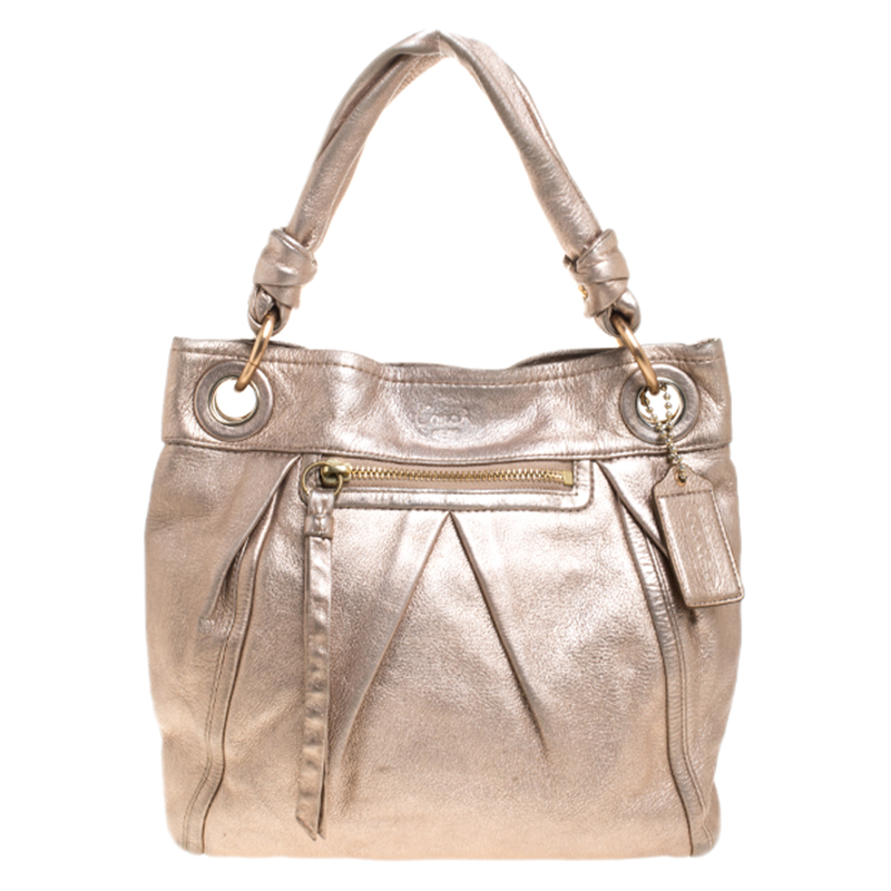 rose gold leather tote