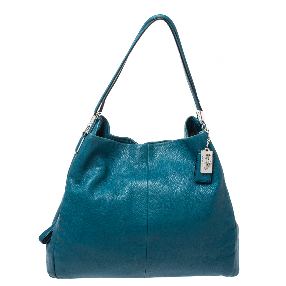 Pre Owned Coach Blue Leather Edie Tote