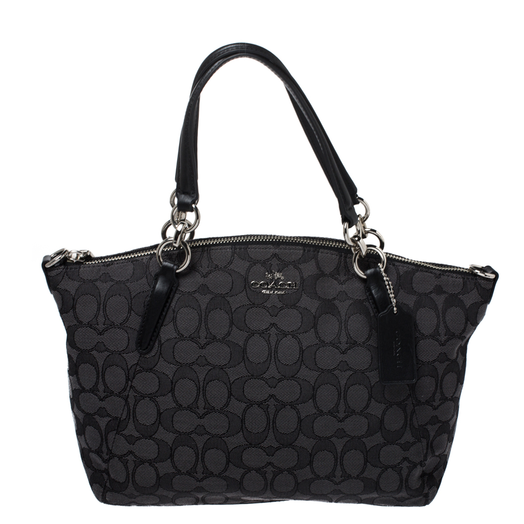 Pre Owned حقيبة كوتش كيلسي جلد وكانفاس رصاصي/سوداء