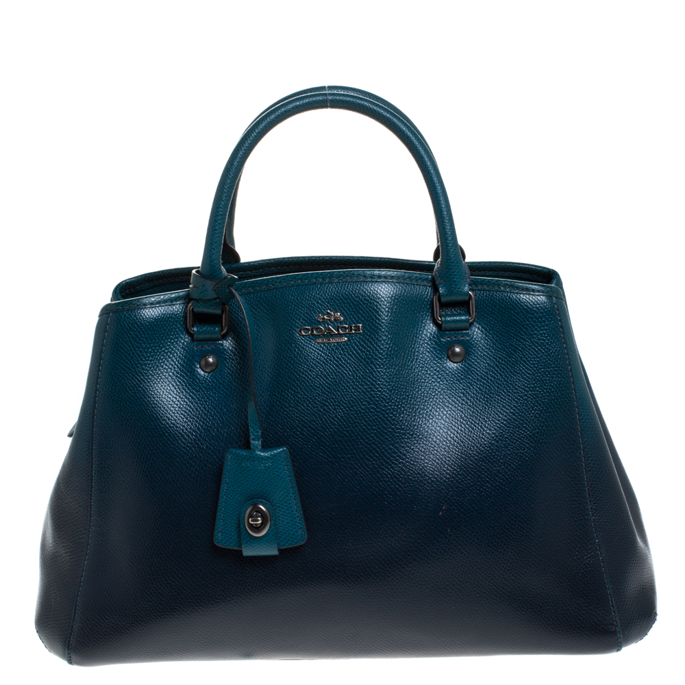 Pre Owned Coach Ombre Leather Margot Carryall Satchel