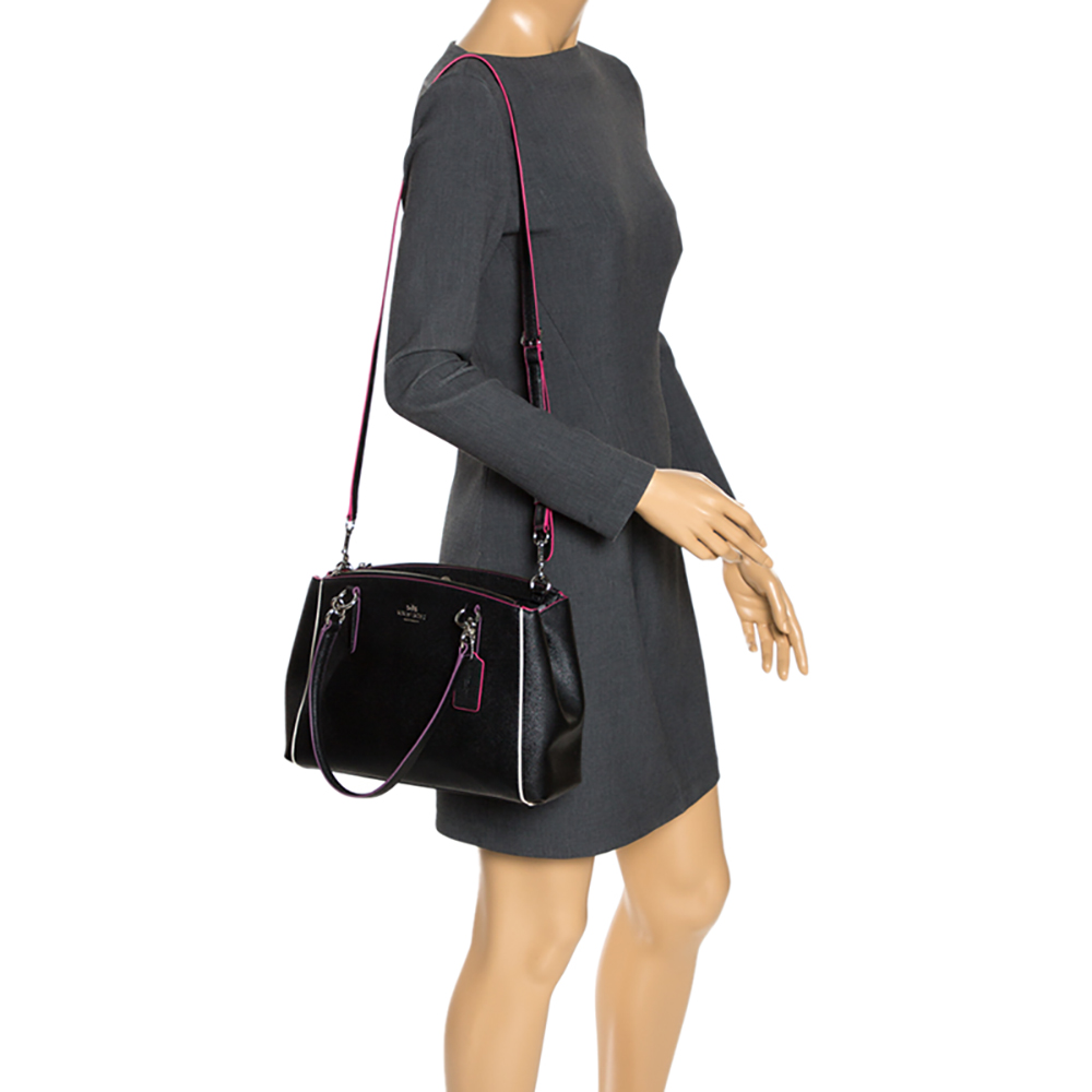 

Coach Black Multicolor Leather Small Christie Carryall Satchel