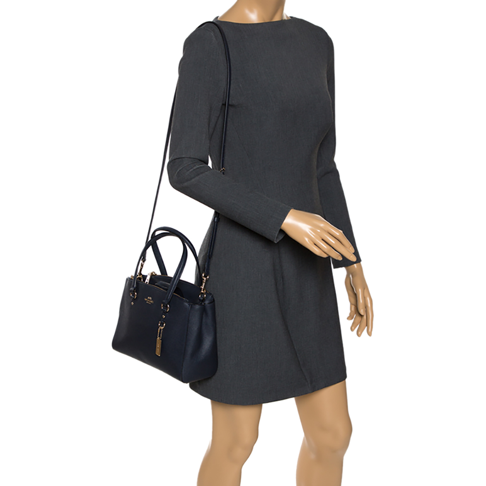 

Coach Navy Blue Leather Stanton 26 Carryall Tote
