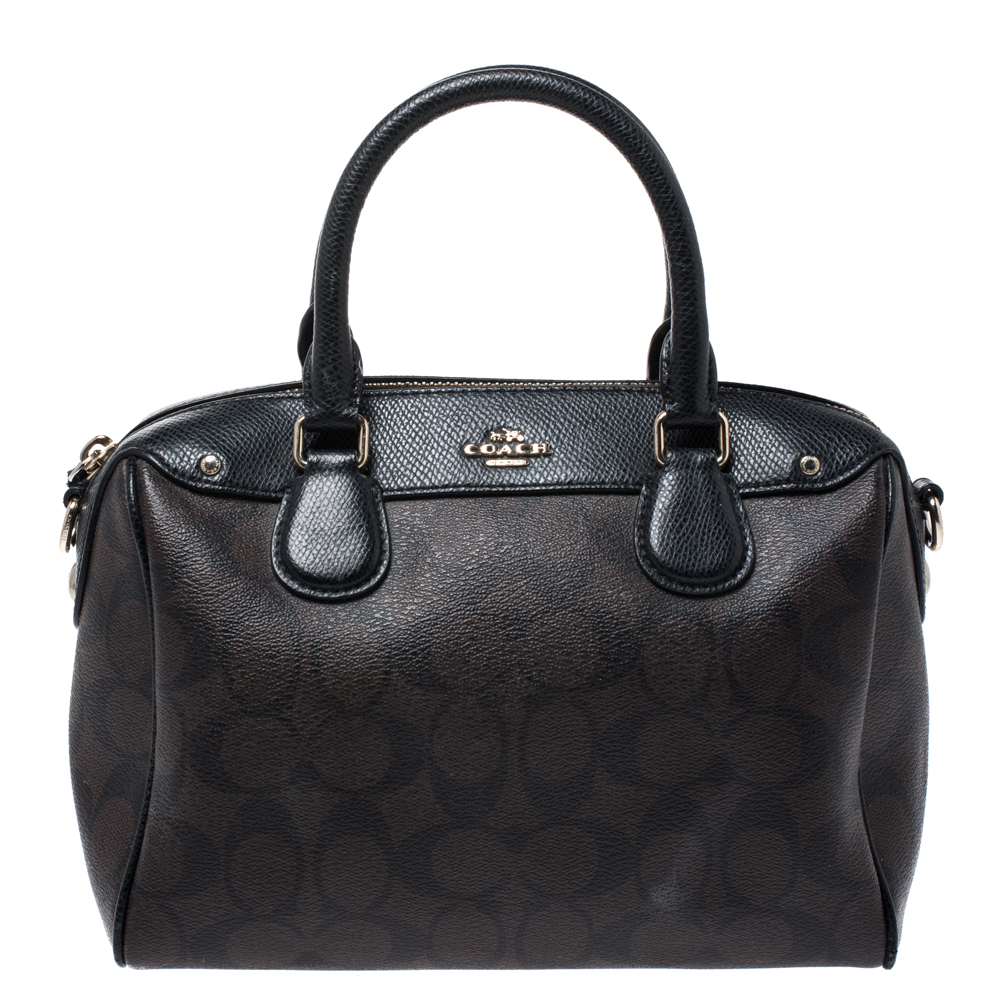 Coach Brown Signature Coated Canvas and Leather Mini Bennett Satchel