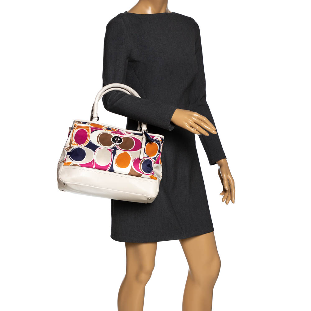 

Coach Multicolor Satin and Leather Carryall Tote