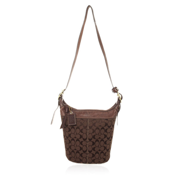 Pre Owned Coach Signature Bleecker Duffle Bucket Crossbody Bag