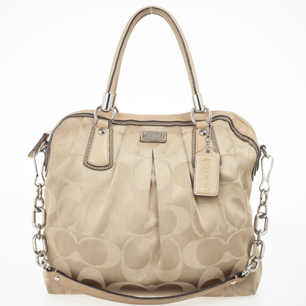 Pre Owned Coach Kristin Op Art Sateen Pleated Satchel