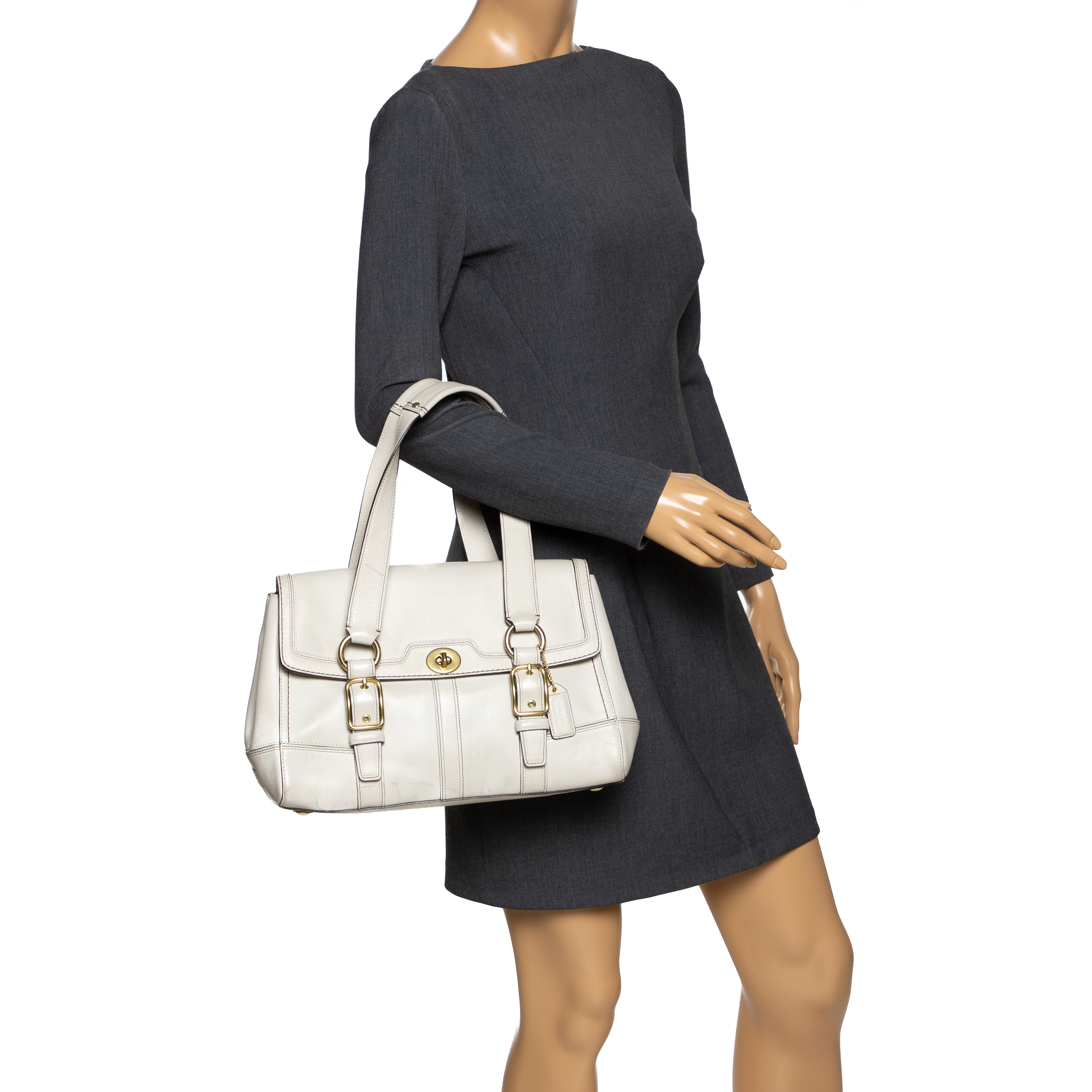 

Coach Cream Leather Hampton Satchel