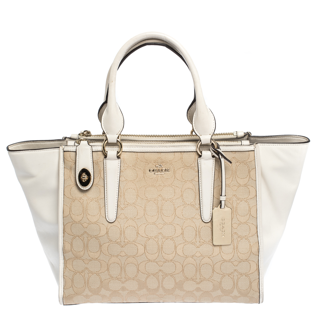 coach white tote