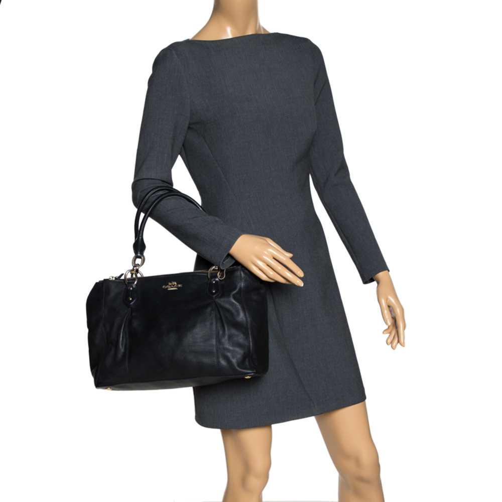 

Coach Black Leather Double Zip Satchel