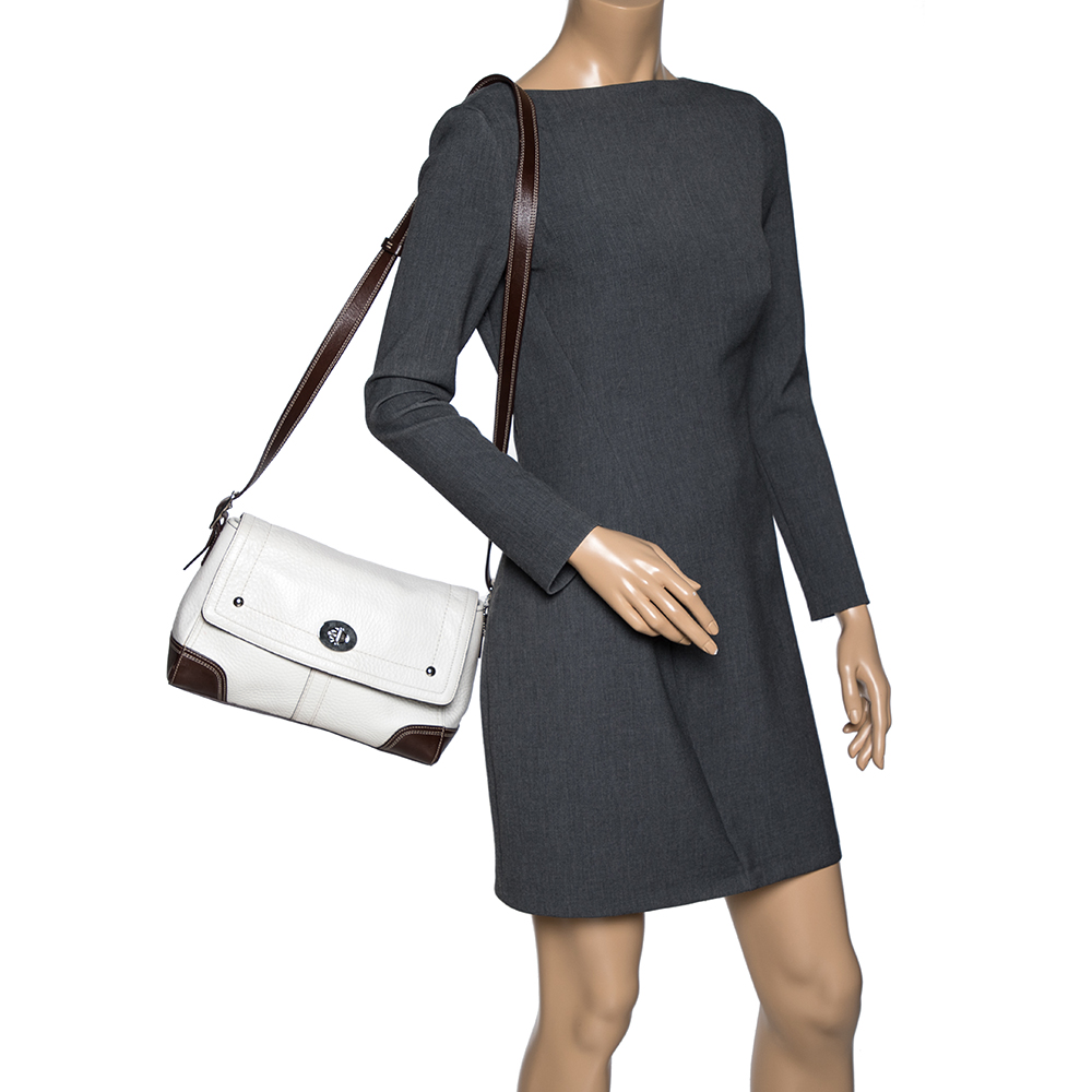 

Coach Cream/Brown Leather Flap Crossbody Bag