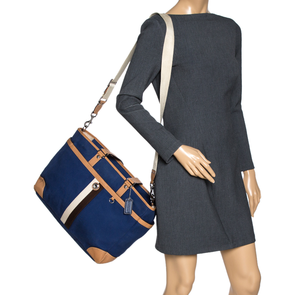 

Coach Blue/Brown Canvas and Leather Baby Diaper Shoulder Bag