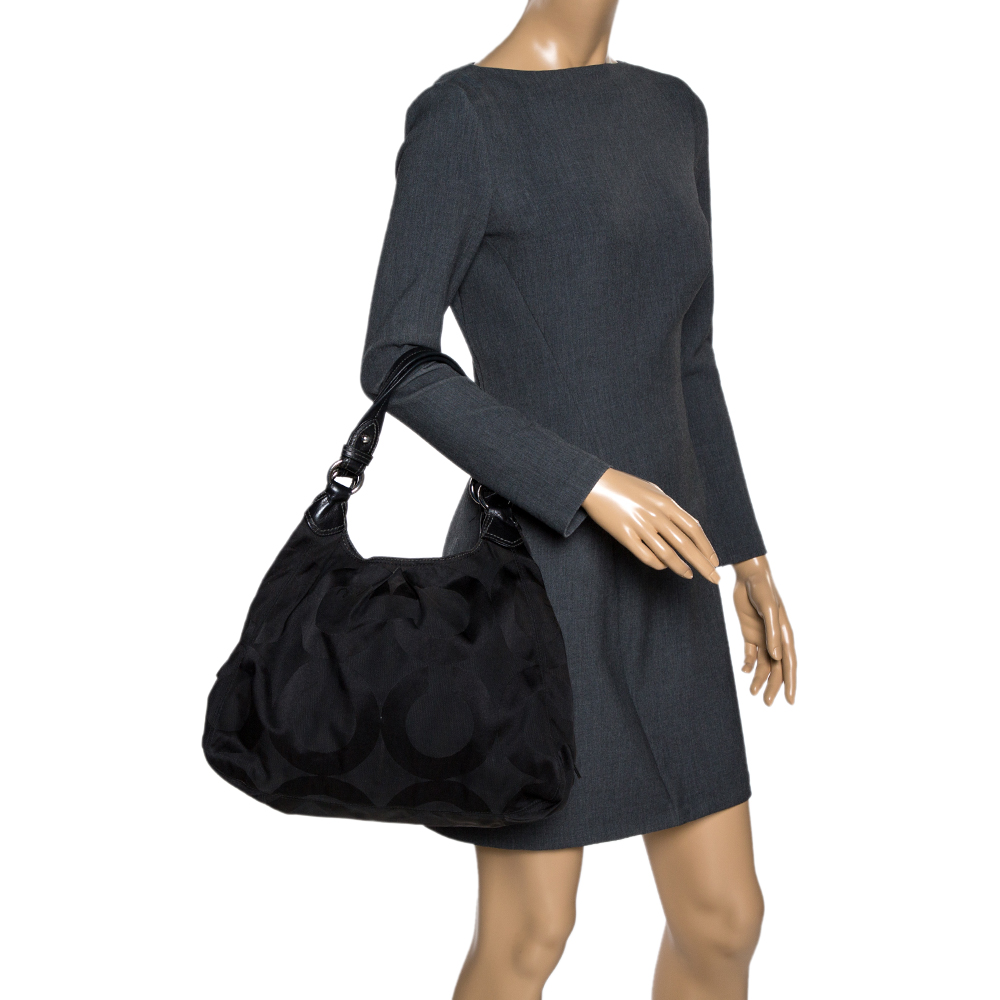 

Coach Black Signature Canvas and Leather Shoulder Bag
