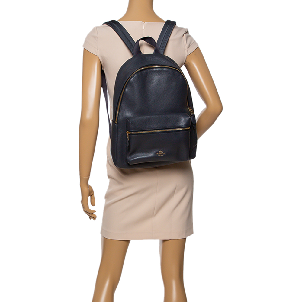 

Coach Dark Grey Leather Large Charlie Backpack