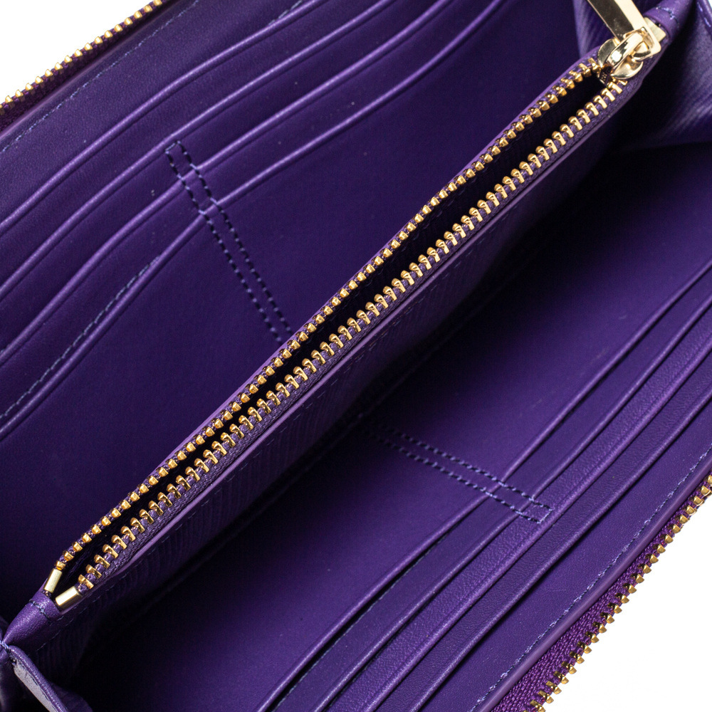 

Coach Purple Leather Zip Around Wallet