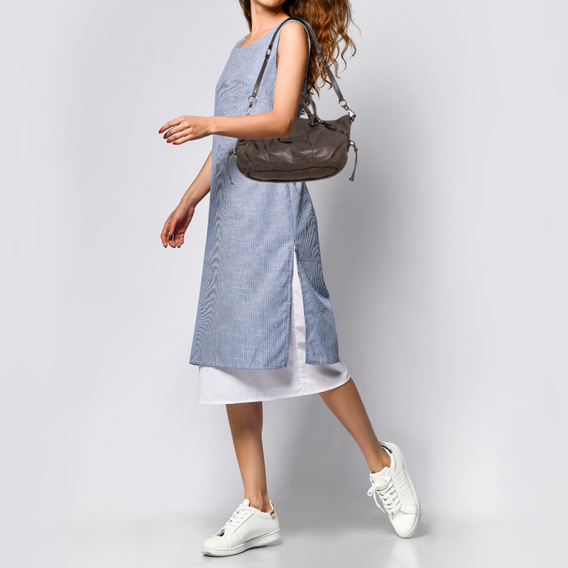 

Coach Grey Pleated Leather Sophia Satchel