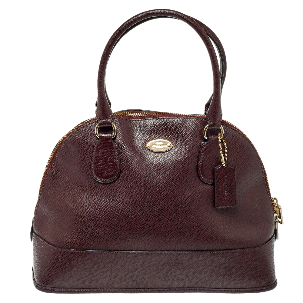 Pre-owned Coach Burgundy Leather Cora Dome Satchel