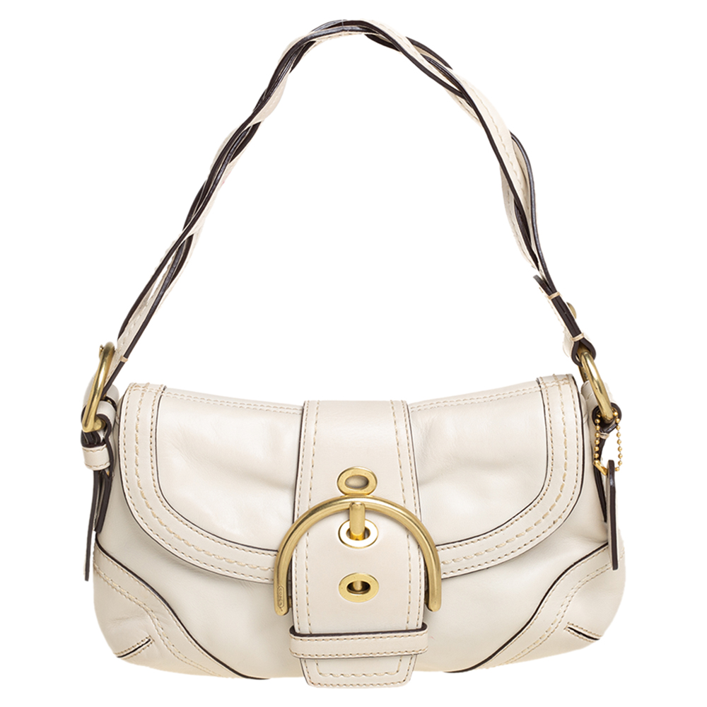 Pre-owned Coach White Leather Soho Baguette Bag