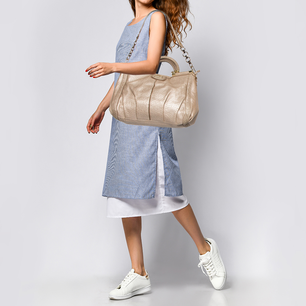 

Coach Beige Leather Dowel Caroline Tote