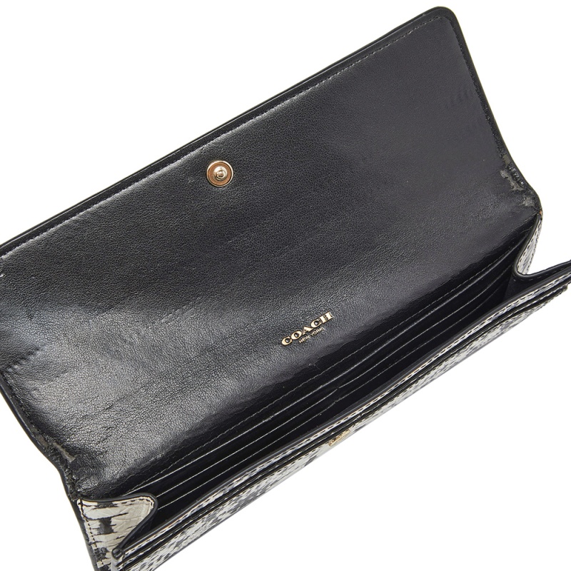 

Coach White/Black Python Embossed Leather Madison Continental Wallet
