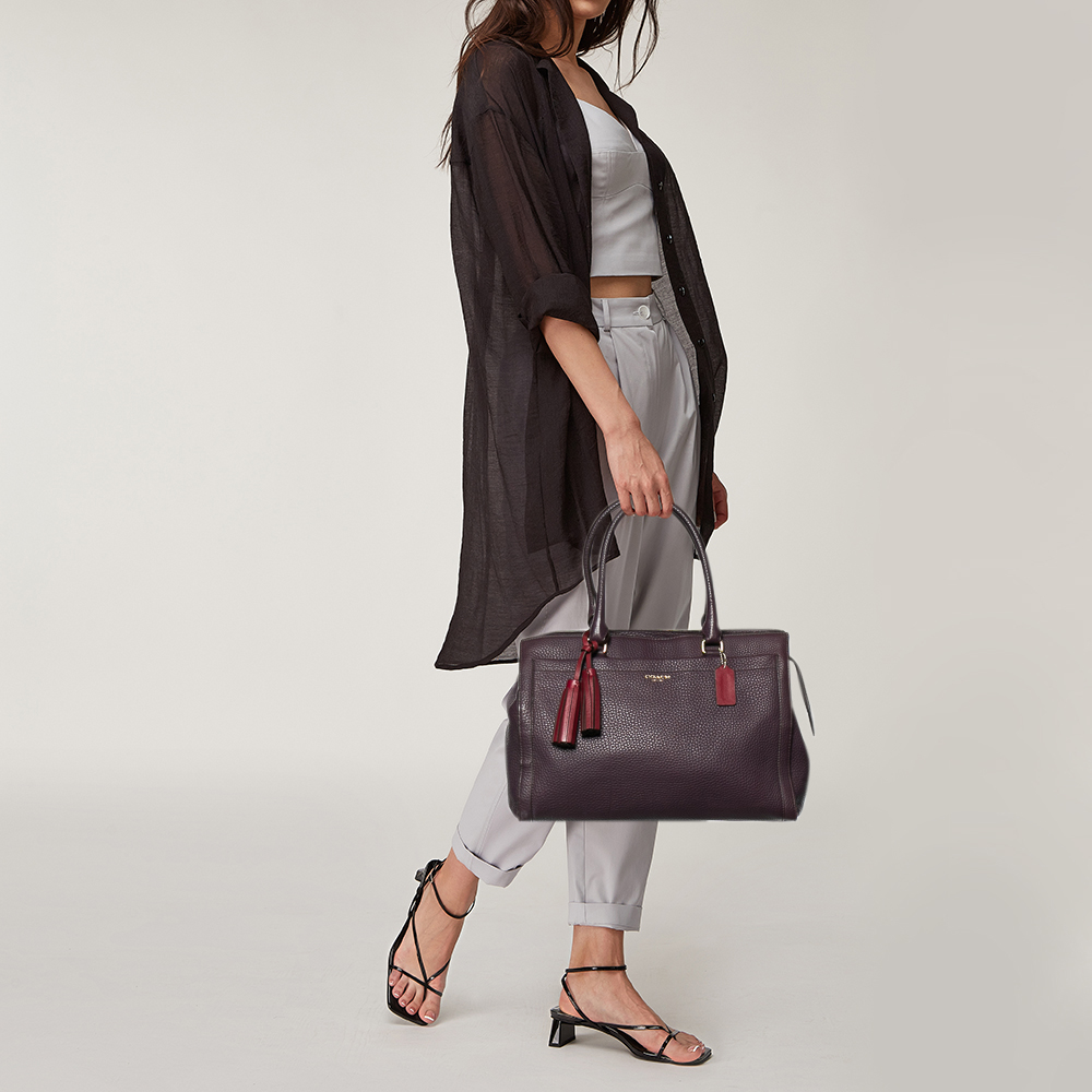 

Coach Purple Leather Tassel Satchel