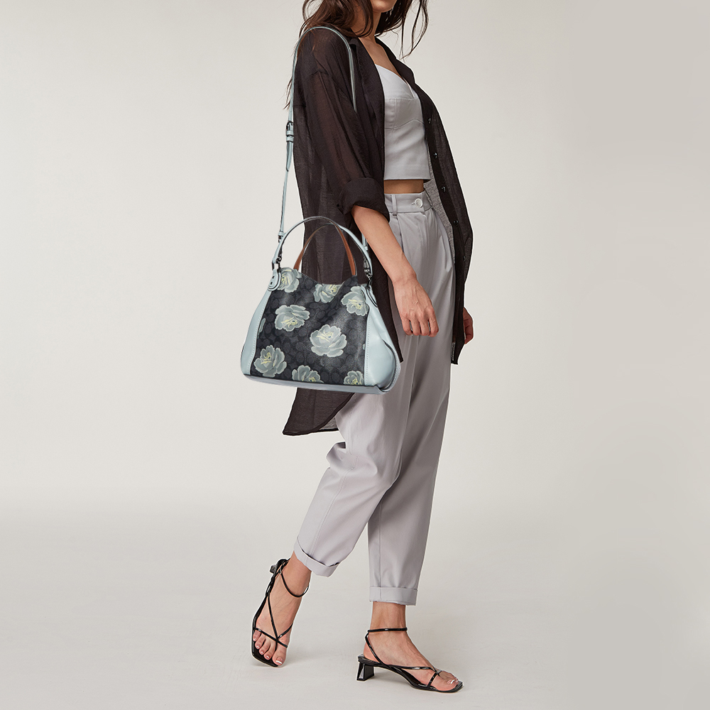 

Coach Grey Floral Print Coated Canvas Edie Shoulder Bag