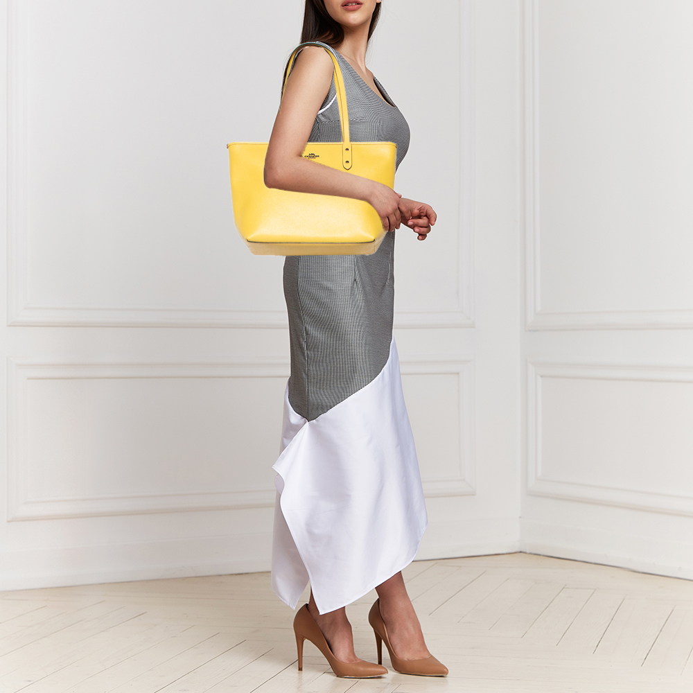 

Coach Yellow Leather City Zip Tote