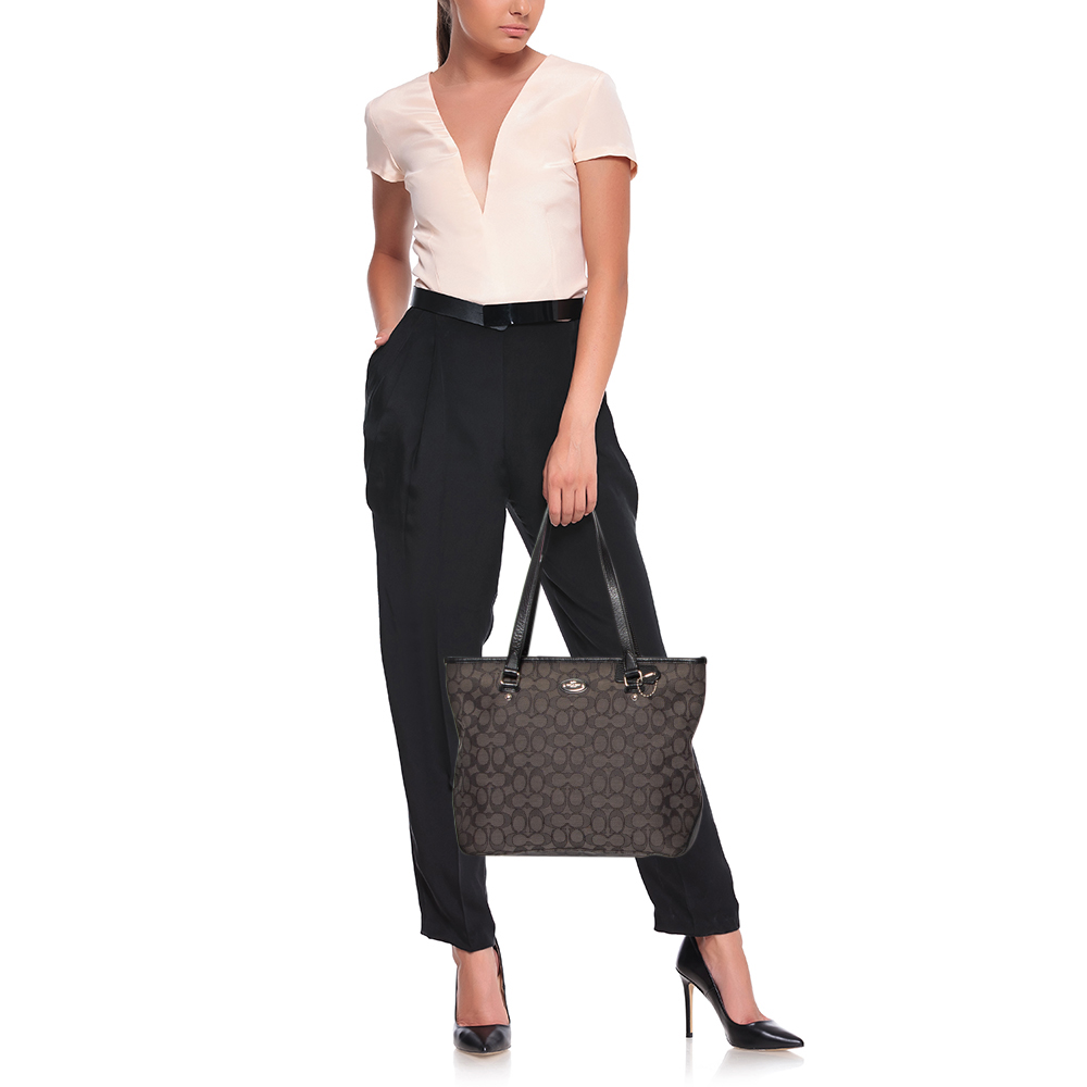 

Coach Black Signature Canvas and Leather Tote