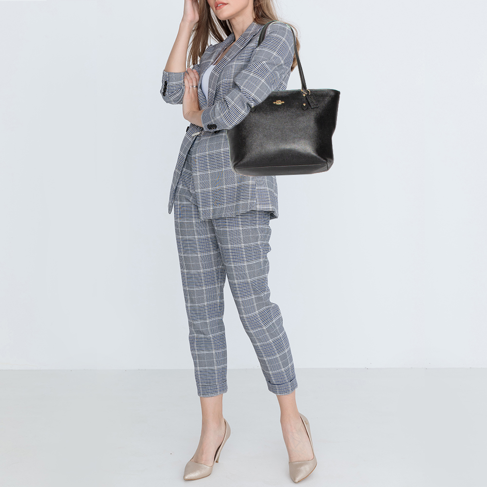 

Coach Black Leather City Zip Tote