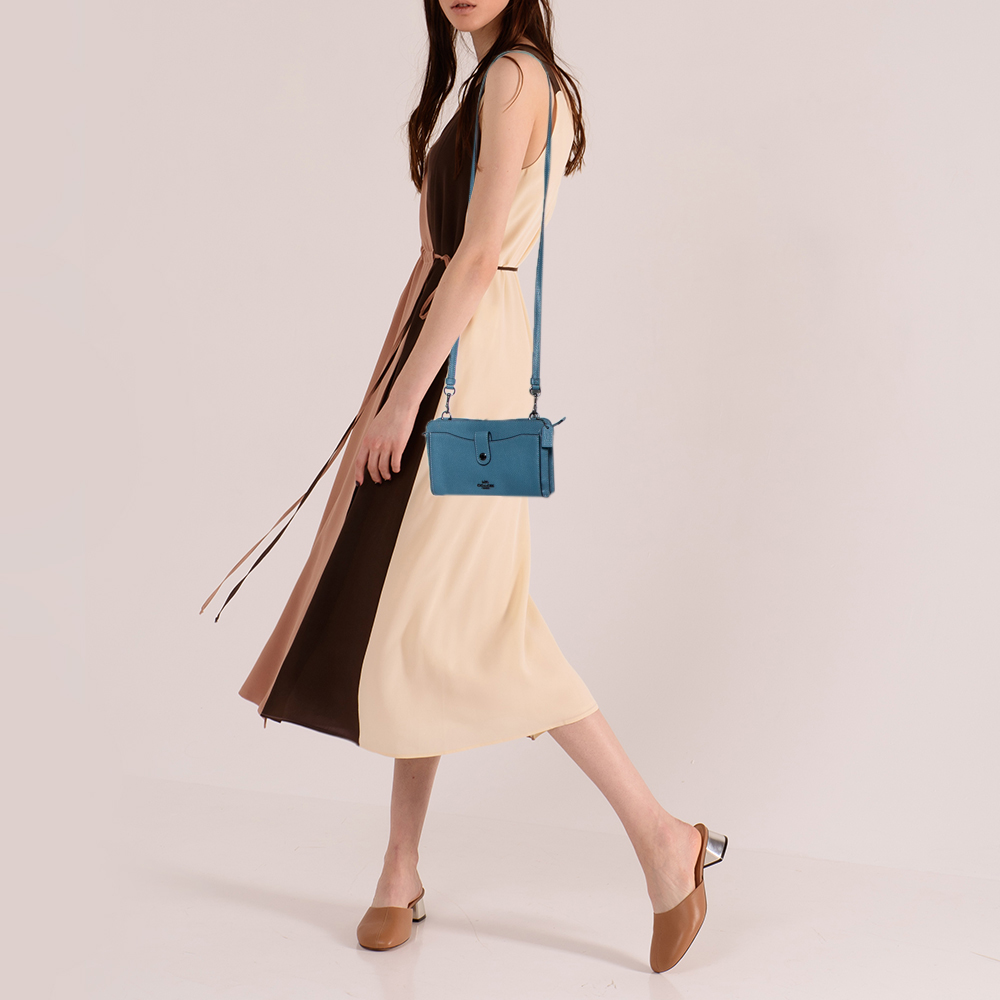 

Coach Blue Leather Zip Crossbody Bag