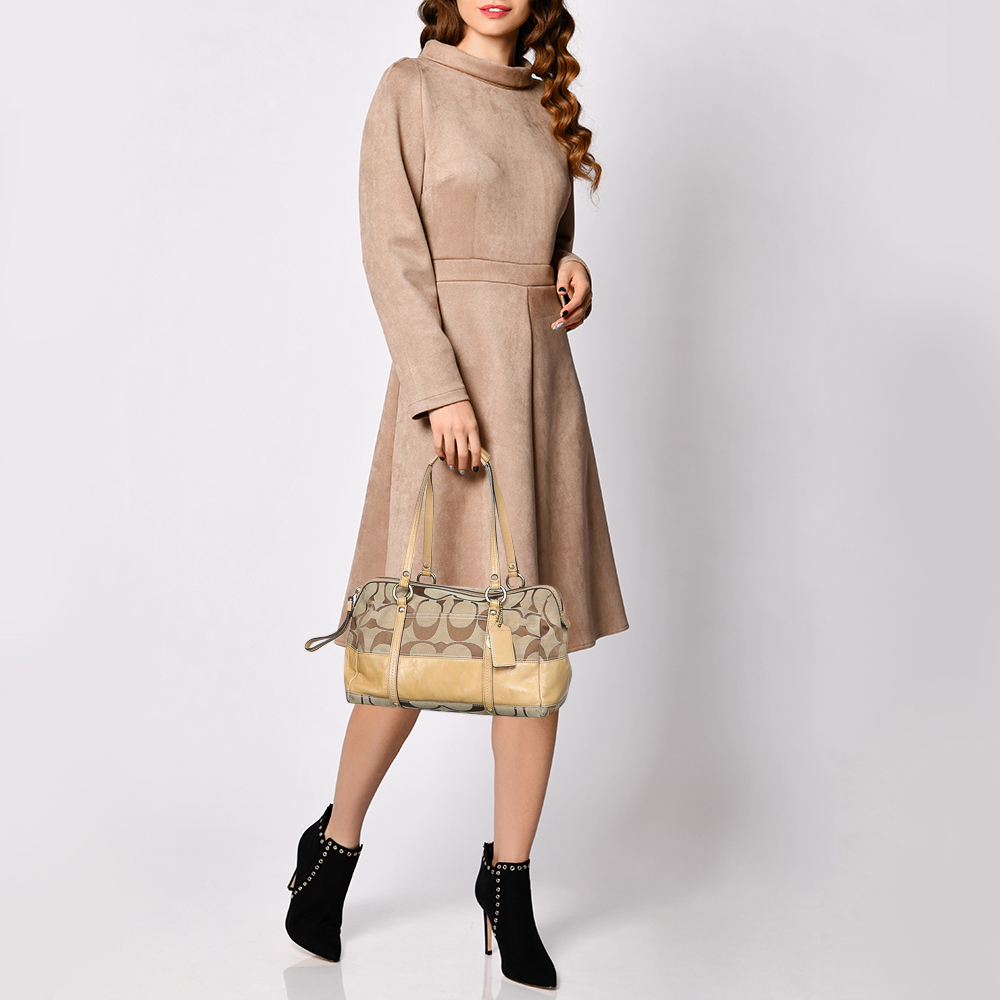 

Coach Beige Signature Canvas And Leather Satchel