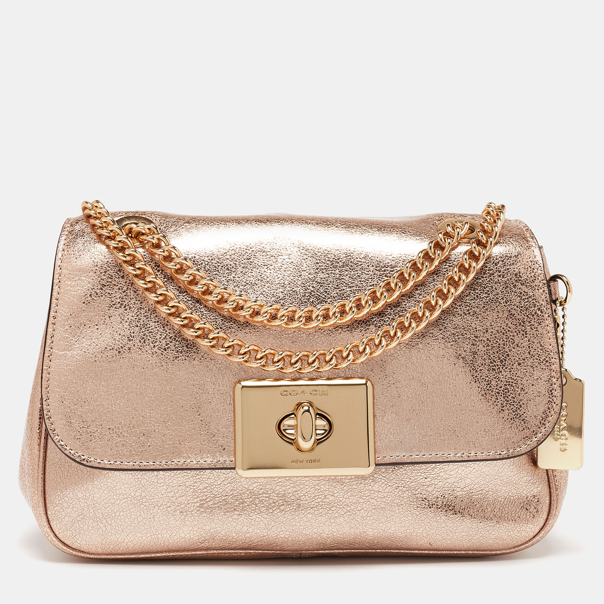 Pre-owned Coach Metallic Rose Gold Leather Cassidy Shoulder Bag | ModeSens
