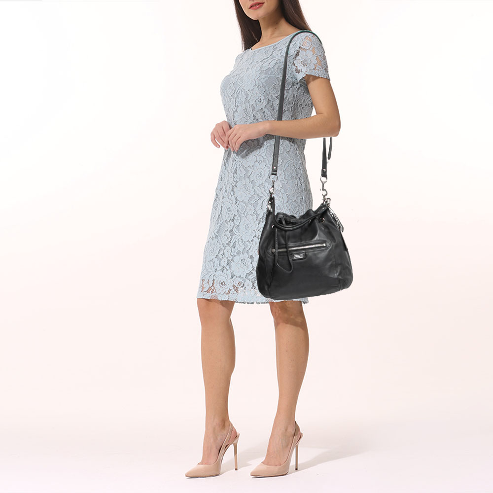 

Coach Black Leather Daisy Drawstring Crossbody Bag