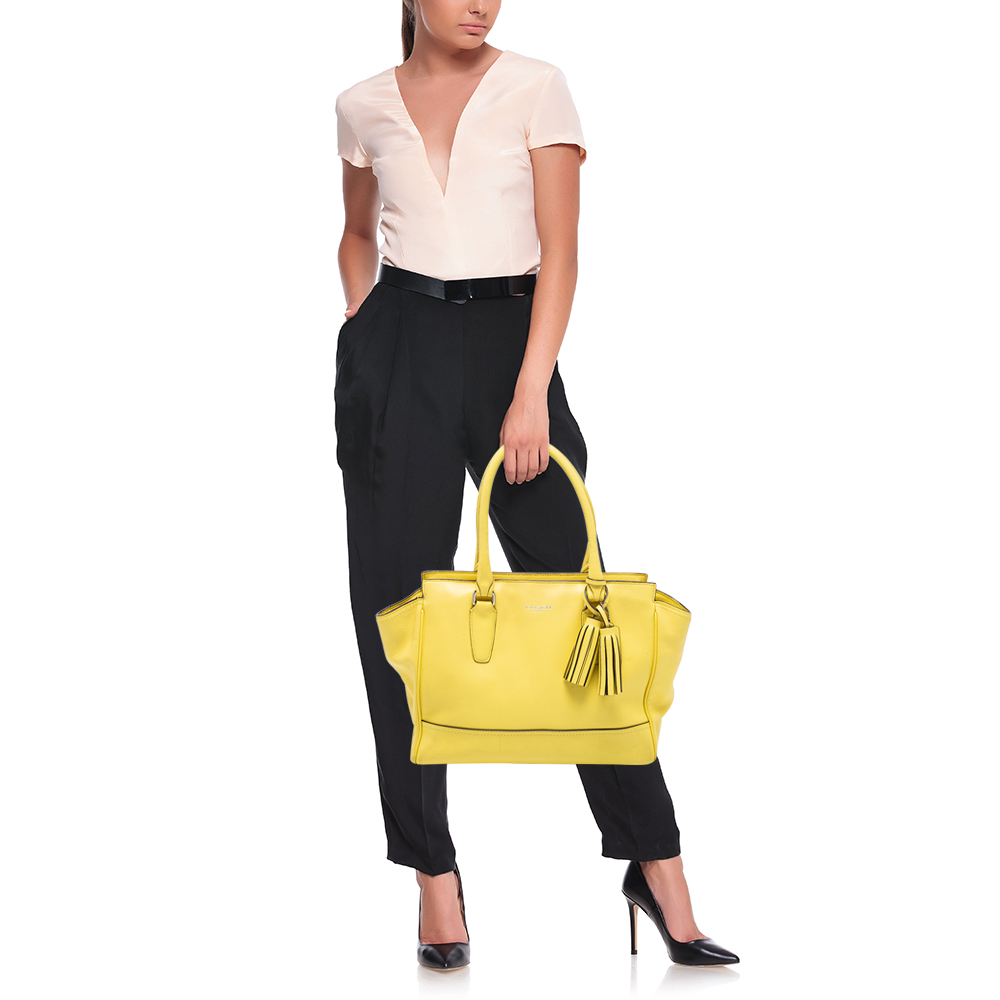 

Coach Yellow Leather Candace Carryall Tote